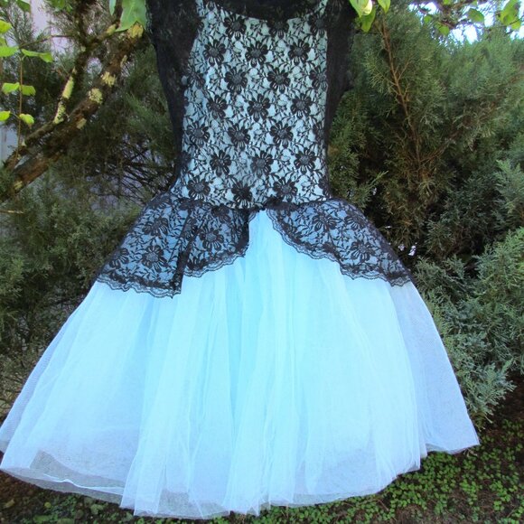 TUTU DRESS, XS-S, AQUA w BLACK LACE REVOLUTION DANCEWEAR BALLERINA, PERFORMANCE - Picture 6 of 8